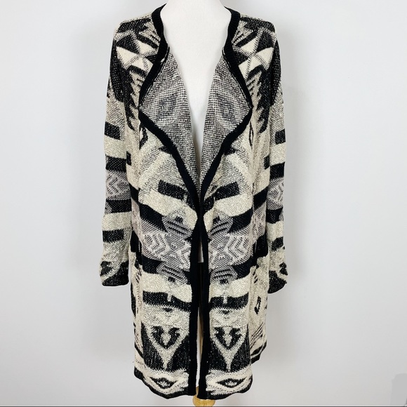 Lucky Brand Sweaters - Lucky Brand Black & Ivory Aztec Coatigan Sweater Coat